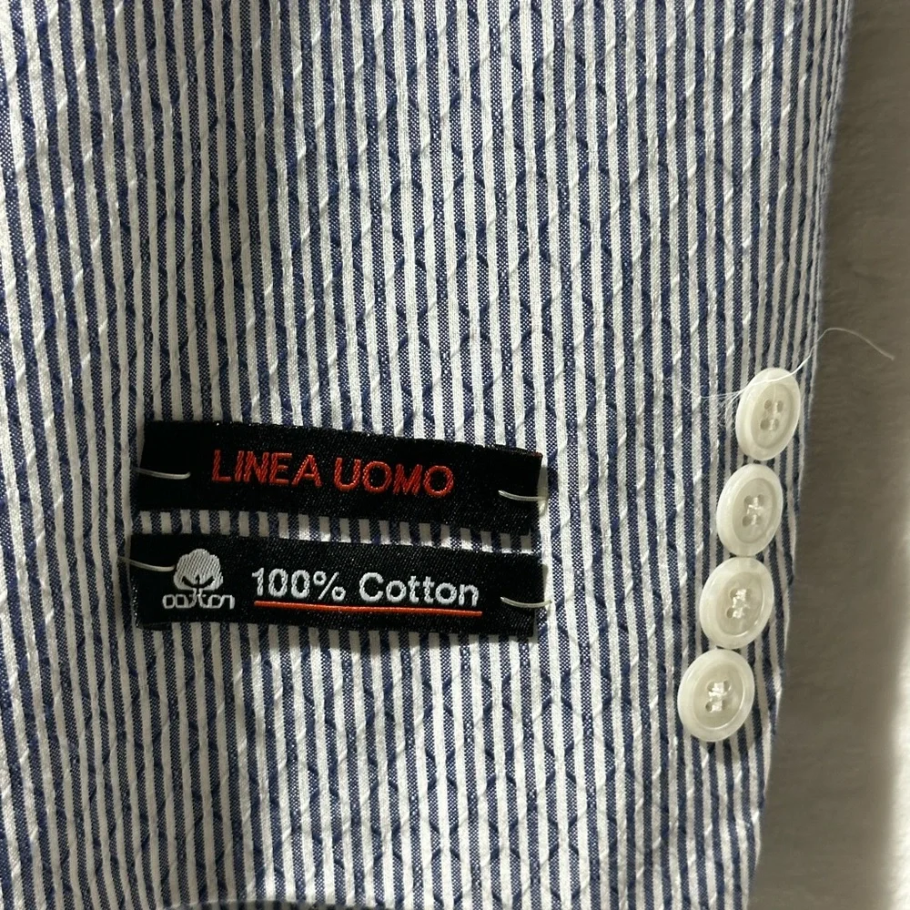 Linea Uomo navy/white striped 100% cotton men’s blazer size 52L new with tags